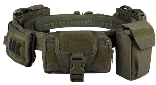 Metalakaer Ceinture tactique 5 en 1 avec poche à cartouche et pochette amovible, réglable, multifonctionnelle en nylon molle pour patrouille en plein air