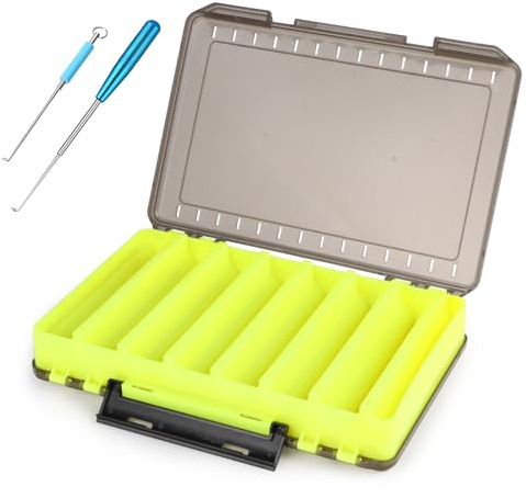 Caja de cebo caja de pesca transparente de doble con extractor de 2 ganchos