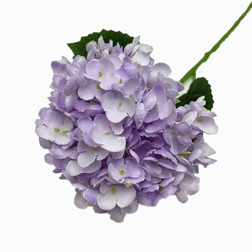 forestmistry Lot de 5 grandes branches d'hortensia artificielles en soie avec 256 pétales de 20 cm (violet)