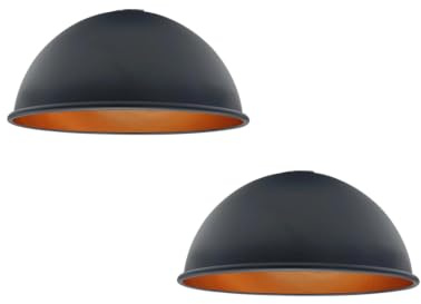 LEDSone 2x Vintage-Lampenschirme aus Metall, 21 cm, für Wohnzimmer, Schlafzimmer, Küche, Esszimmer, Restaurant, Café [Energieklasse A+] (Schwarzes Innengold, 2er-Pack)