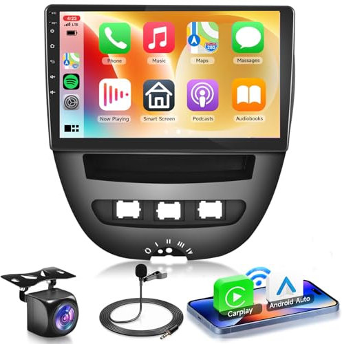 8 CORE 6G+128G Autoradio Android 13 per Toyota Aygo/Peugeot 107/Citroen C1 2004-2014, 10.1 HD IPS Touchscreen Stereo Auto co Carplay Android Auto GPS Wi-Fi Bluetooth Radio FM RDS Retrocamera