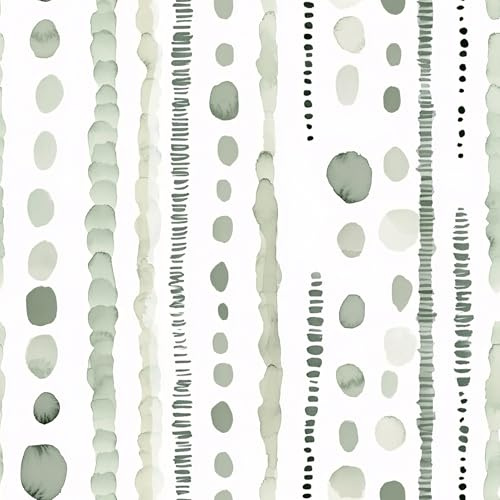 LaiTique Green and White Peel and Stick Wallpaper, Modern Minimalist Wallpaper, Self Adhesive Vinyl Wall Paper for DIY Home Decor, 17.7in x 118in