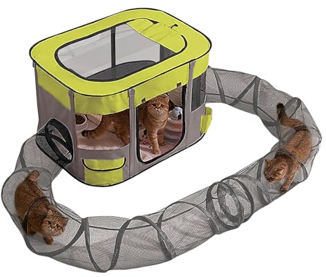 Katzenzelt für den Außenbereich | Tunnel für Tiere, Park und Kleintiere | Freigehege schnell aufgebaut Unterhaltung Balkon Garten Terrasse