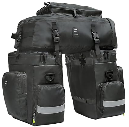 ansigtny 3 en 1 Bolsa de Alforja para Bicicleta Impermeable Gran Capacidad Bolso Bicicleta Multifuncional Bolsa Trasera de Bicicleta, Mochila, Bolso de Hombro con Funda para Lluvia para Ciclismo