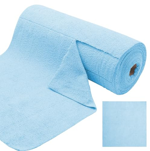Piuluvor® 50 Stück Mikrofaser Reinigungstücher Rolle 30 × 30 cm, Blau | Abreißbare Putztücher, Mikrofasertücher Rolle Wiederverwendbare Fusselfreie Putztuchrolle für Auto Küche Haus