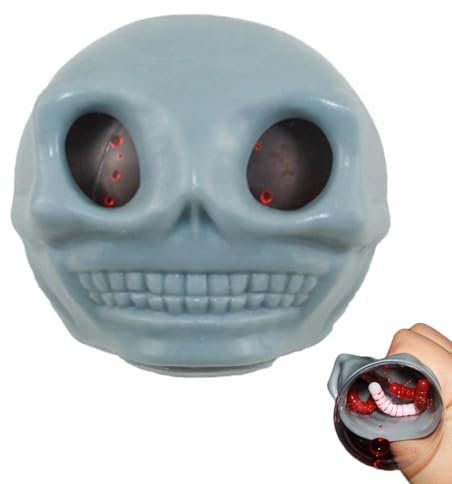 Giocattolo antistress con teschio Novità Palline da spremere con teschio Giocattolo Palline da spremere Horror Antistress per bambini e adulti Grigio