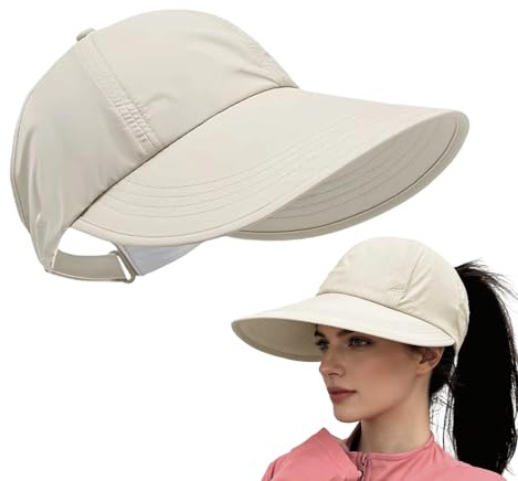 Sun Protection Baseball Hat, Faltbar Breathable Hat Visor Cap Damen, Wandern Laufmütze mit Pferdeschwanzloch, für Golf Reisen Wandern, Strand Und Outdoor Aktivitäten