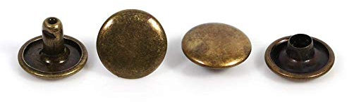 100 Sätze Ledernieten, Doppelkappennieten, röhrenförmige Metallnieten für die Reparatur von Lederarbeiten, 3 Farben(Bronze)
