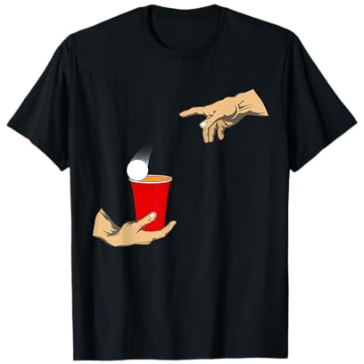 Beerpong Bierpong Erschaffung Adams Michelangelos Hände T-Shirt