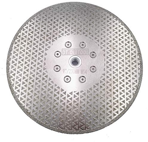 DT-DIATOOL Disque Diamanté à Tronçonner et à Meuler 230 mm x M14 Double Face Électroplaqué pour Pierre Marbre Carreaux Granit