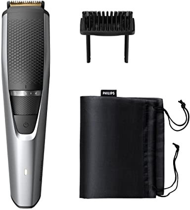 Philips Beard & Stubble Trimmer/Hair Clipper for Men BT3222/13, Series 3000, 20 Length Settings, 60 Min. Runtime, Self-Sharpening Metal Blades, UK 3-Pin Plug, Silver