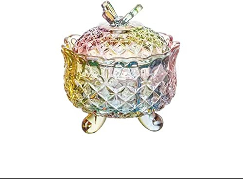 Pot à épices, sucrier, Lot de 2 Plats à Bonbons en Verre Cristal avec Couvercle, boîte à Bijoux décorative, Petit sucrier, bocaux de Buffet de Bonbons de Mariage (Couleur : 2 pièces en Verre)