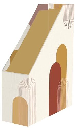 Clairefontaine 116072C - Un Porte-Revues en Carton aux Couleurs Chaleureuses et Formes Géométriques 25x10x32,5 cm - Home Office - Collection Terracotta