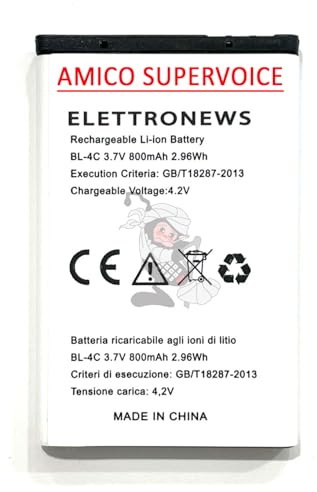 Batteria per Brondi Amico Supervoice caratteristiche e prestazioni pari all'originale 800mAh, BL-4C Batteria Brondi Amico Super voice Nuova.