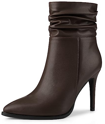 Perphy Women's Slouch Pointed Toe Side Zip Stiletto Heel Ankle Boots Coffee 5.5 UK/Label Size 7.5 US