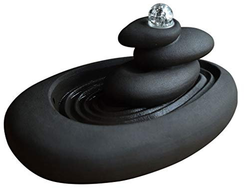 Fontanella Decorativa da Interni Fontana da tavolo creativa e naturale rilassata in ceramica Zen 3 strati Fontana in pietra di montagna Fontana for la casa Decorazione in ceramica Artigianato, Nero Mi