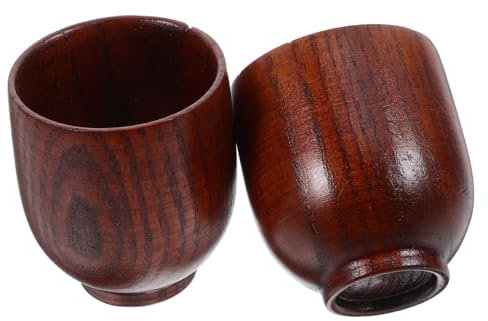 Gatuida 2stücke Holzkelch Für Draußen Holzwasserbecher Weinbecher Aus Holz Holzbecher Holzteetasse Mehrzweck-getränkebecher Für Tee Runde Tasse Stilvolle Tasse Für Zuhause
