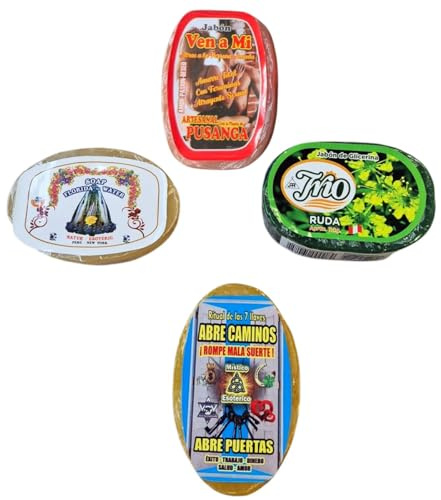 Pack de 4 Jabones Esotéricos – Ruda, Florida, Ven a mi y Abrecaminos