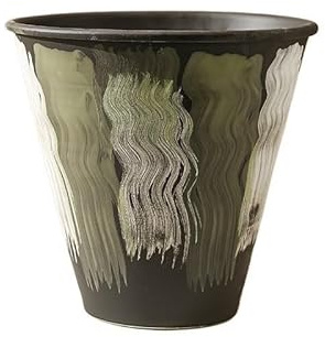 CJHFR472SG Jardinera Maceta de cerámica de 28 cm con Orificio de Drenaje, Redonda, for Interior y Exterior, Color Verde Interior-Exterior