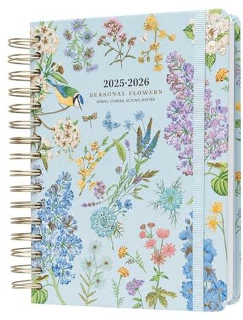 Kokonote Agenda escolar 2025 2026 Dia por pagina A5 Seasonal Flowers - Agenda Universitaria flores Curso 2025 2026 | Con Pegatinas y Apartados funcionales : Para Estudiantes Instituto o Universidad