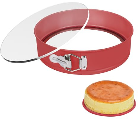 Hikaproligt Springform 26 cm Rund mit Glasboden & Dichtung, Auslaufsichere Kuchenform, Antihaft-Beschichtung, Schnittfest & Leicht zu Reinigen – Backform für Käsekuchen & Torten