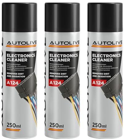 AUTOLIVE Limpiador de Contactos Electrónicos Pack de 3 x 250 ml – Electronic Cleaner – Elimina Aceite y Grasa con Evaporación Rápida – Protección contra Chispas y Desgaste en Componentes Electrónicos