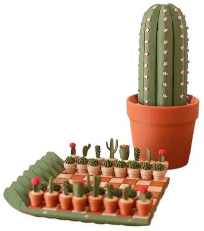 Jeux d'échecs pour Adultes - Motif Cactus - Plateau d'échecs Portable - Décoration d'intérieur pour fêtes de , Voyages, Bureau, Appartement, bibliothèque, Amis des