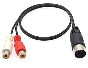 JZK 5 Pin DIN a RCA audio adattatore cavo, cavo con prese phono DIN maschio a 2 RCA femmina per sistemi stereo con lettore CD, videoregistratore e DVD