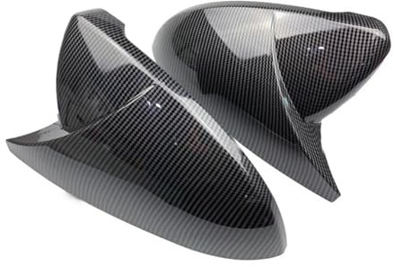 Für Golf MK7 7.5 Für GTI 7 7R Autospiegelabdeckungen Kappen Carbon Look Helles Schwarz Matt Chrom Rückspiegelgehäuse Abdeckung 2 Stück Spiegelkappen Ersatz(Carbon Look Black)
