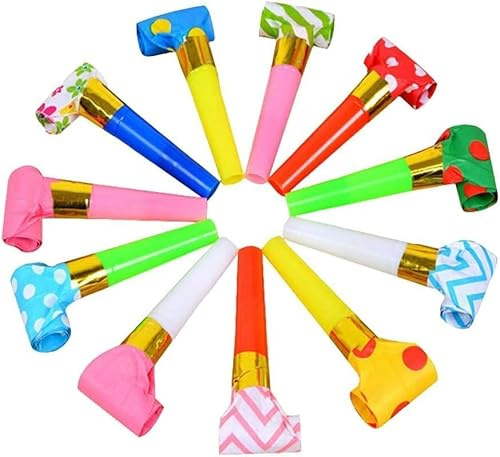 30 pezzi soffiatore musicale multicolore fischietti divertenti per feste rumorosi corni per feste forniture per feste, creatori di rumore di Capodanno, corni e fischietti per feste