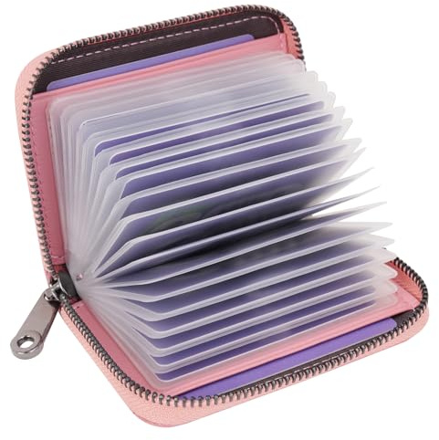 Credit Card Holder RFID Blocking Genuine Leather Card Case with Zipper