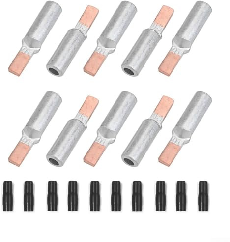10PCS DTLC-16 Copper Aluminum Cable Lugs Terminals Connectors with 10 Protective Covers for 16mm² Wire - Electrical Wiring, Circuit Breaker, Solar, Automotive Applications