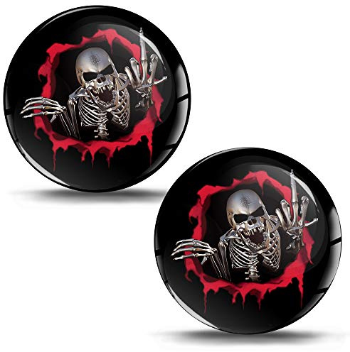 SkinoEu® 2 x Aufkleber Emblem Schalthebel Totenkopf Schädel Silikon Stickers Durchmesser 30mm Auto Moto Motorrad JDM KS 12