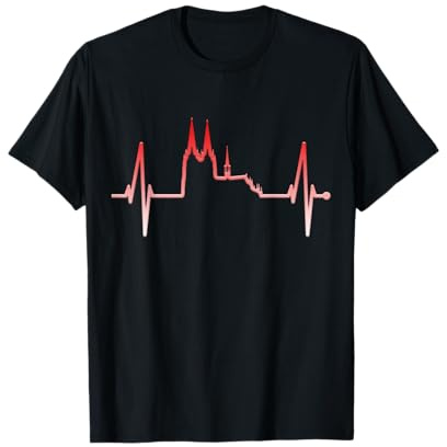 Köln Skyline Herzschlag Dom Herz Kölner Karneval Liebe Köln T-Shirt