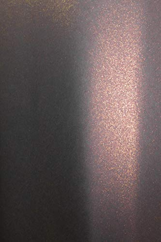 Netuno 20x Bastelpapier Perlmutt Schwarz DIN A4 21 x 29,7 cm 120g Aster Metallic Black Cooper Effektpapier Glanzpapier farbig glänzend bedruckbar für Einladungen Hochzeit Geburtstag Weihnachten Taufe