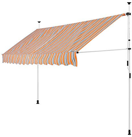 DETEX® Klemmmarkise 400 cm breit Höhenverstellbar Handkurbel UV-beständig Ohne Bohren Wasserabweisend Balkonmarkise Markise Balkon Terrasse Orange