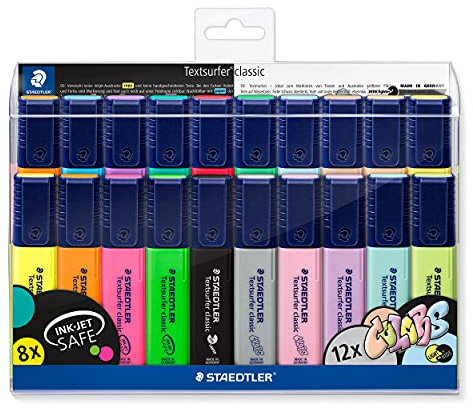 STAEDTLER 364 WP20 Textsurfer Classic Highlighter - Assorted Neon and Pastel Colours (Pack of All 20 Colours)