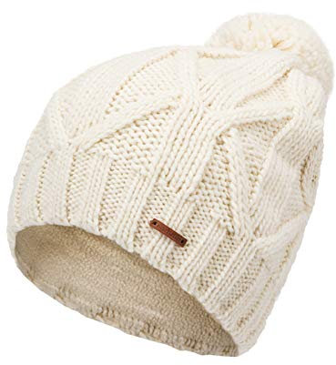 Marhatter Damen Mütze mit Pompon Wintermütze Damenmütze Bommelmütze Zopfmuster
