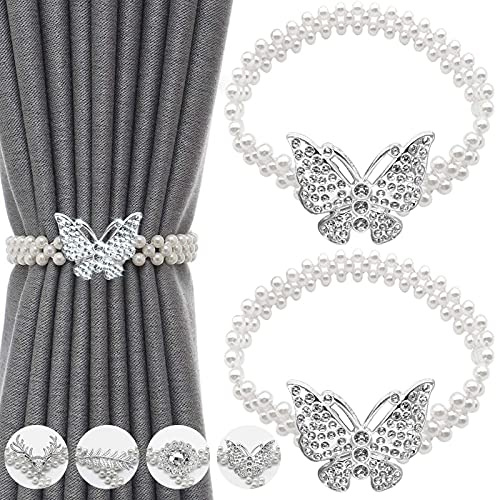 Vorhang Raffhalter, Kreative Raffhalter für Vorhänge, Vorhang Clips Schnallen Vorhangbinde, Elastisches Seil Gardinenhalter, Gardinen Raffhalter, für Heim, Outdoor Vorhang Dekoration 2 Stücke
