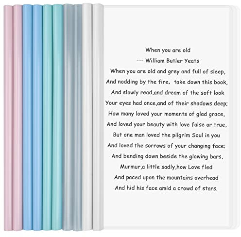 10 Stück Klar A4 Slide Binder Ordner mit Schiebe Bar, Kunststoff A4 Sliding Bar Binder, a4 Clip Bar Datei, Bericht Abdeckungen Datei Ordner für Zuhause Schule Büro Dokumente Organizer (5 Farben) (B)