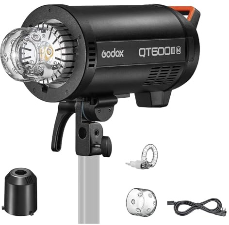 Godox QT600IIIM 600Ws Studio Monolight Strobe Flash Light, 2.4G Wireless X System, HSS 1/8000s, 0.01-0.9s Recycling, 5600K Modeling Lamp, Bowens Mount for Studio,Portrait,Product Photography,Shooting
