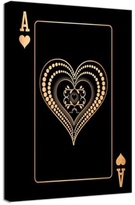 Decorazione da parete per sala giochi con poker asso di cuore, decorazione da parete per soggiorno, camera da letto, bagno, decorazione per la casa, poster con cornice, pronta da appendere (30,5 cm di