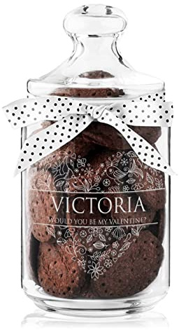 Maverton Personalised Cookie Jar with Lid, Storage Jar for Biscuits, Heart