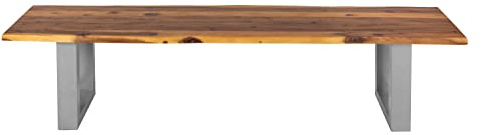 SAM Esszimmerbank Dallas 200x40 cm Akazie Cognac U-Gestell Silber