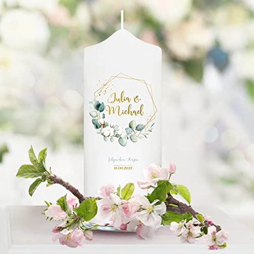 Wandtattoo Loft Hochzeitskerze personalisiert mit Namen und Datum, Motiv mit Wildgräsern, 18cm x 7cm, personalisierte Gastkerze, Hochzeit Kerze selbst gestalten, Hochzeitsgeschenk, Valentinstag