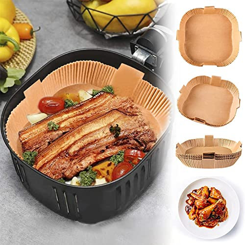 Lot de 100 feuilles de papier Airfryer 7,9 - Papier parchemin - Papier frit nitihaft non blanchi - Accessoires de cuisson en papier sulfurisé pour poêle à frire, four, friteuse à air chaud - Marron