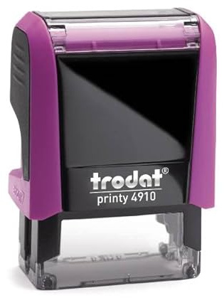 Trodat Printy 4910 - Sello de nombre personalizable con texto personalizable, diseño en línea, sello de empresa, sello de texto, sello médico, máx. 3 líneas, 26 x 9 mm