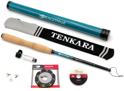 DRAGONtail Kaida zx320 Multi-Length Tenkara Pack Rute mit gerolltem Schnur-Set