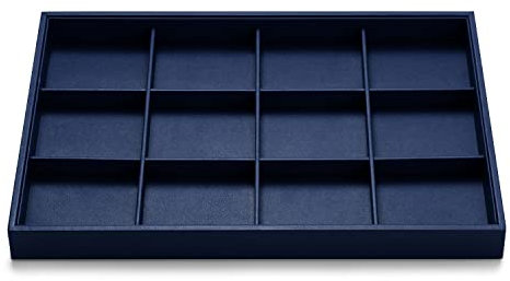 Oirlv Vassoio Portagioie In Pelle Blu Di Alta Qualità, Impilabile, 12 Griglie, Per Bracciali, Orecchini, Orologi