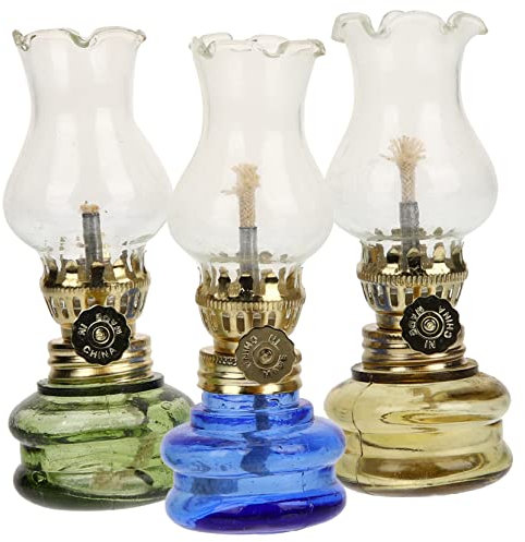 OSALADI Lampe À Huile Vintage En Verre 3 Pièces Lanterne À Kérosène D'Intérieur Lampe Tempête Décorative Pour Salon Cuisine Et Maison